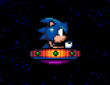 Sonic in his UFO from the Selection Screen